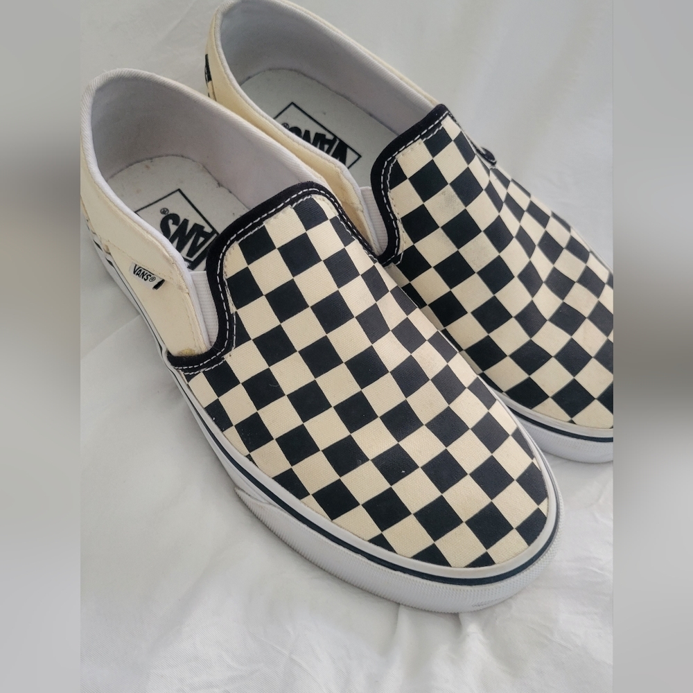 Vans checkered slip ons